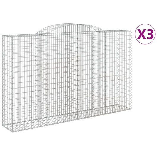 vidaXL Συρματοκιβώτια Τοξωτά 3 τεμ. 300x50x180/200 εκ. Γαλβαν. Ατσάλι