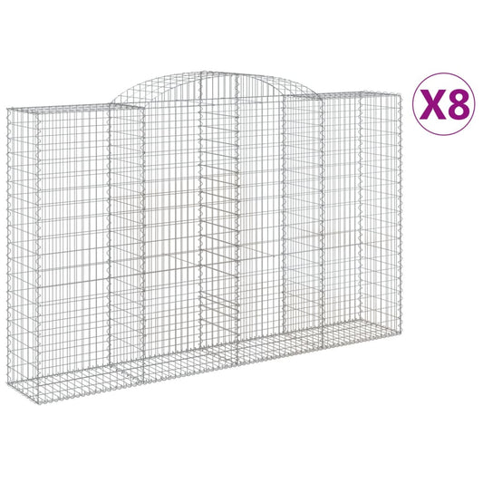 vidaXL Συρματοκιβώτια Τοξωτά 8 τεμ. 300x50x180/200 εκ. Γαλβαν. Ατσάλι