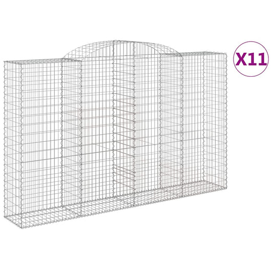 vidaXL Συρματοκιβώτια Τοξωτά 11 τεμ. 300x50x180/200 εκ. Γαλβαν. Ατσάλι