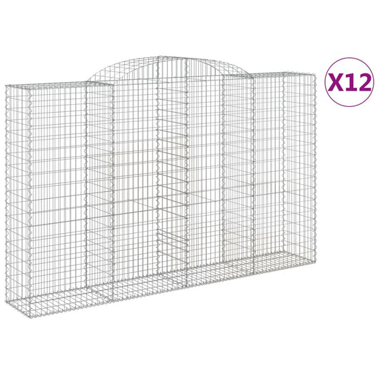 vidaXL Συρματοκιβώτια Τοξωτά 12 τεμ. 300x50x180/200 εκ. Γαλβαν. Ατσάλι
