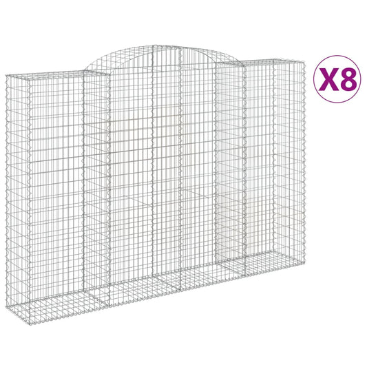 vidaXL Συρματοκιβώτια Τοξωτά 8 τεμ. 300x50x200/220 εκ. Γαλβαν. Ατσάλι