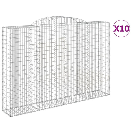 vidaXL Συρματοκιβώτια Τοξωτά 10 τεμ. 300x50x200/220 εκ. Γαλβαν. Ατσάλι