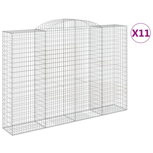 vidaXL Συρματοκιβώτια Τοξωτά 11 τεμ. 300x50x200/220 εκ. Γαλβαν. Ατσάλι