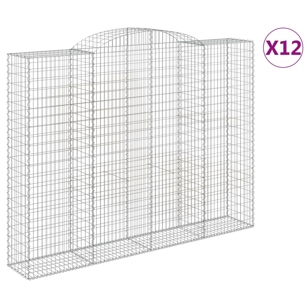 vidaXL Συρματοκιβώτια Τοξωτά 12 τεμ. 300x50x220/240 εκ. Γαλβαν. Ατσάλι