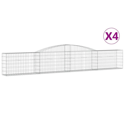 vidaXL Συρματοκιβώτια Τοξωτά 4 τεμ. 400x30x60/80 εκ. Γαλβαν. Ατσάλι