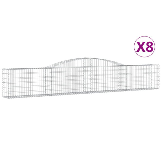 vidaXL Συρματοκιβώτια Τοξωτά 8 τεμ. 400x30x60/80 εκ. Γαλβαν. Ατσάλι