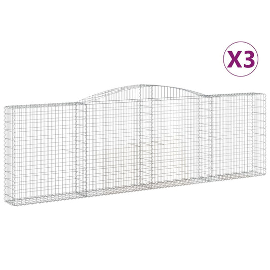 vidaXL Συρματοκιβώτια Τοξωτά 3 τεμ. 400x30x120/140 εκ. Γαλβαν. Ατσάλι
