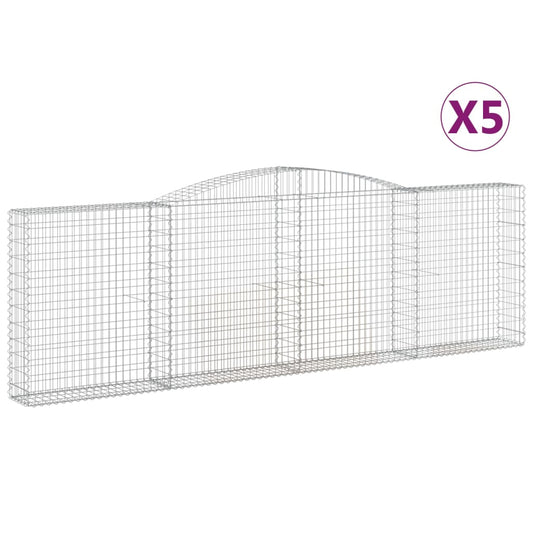vidaXL Συρματοκιβώτια Τοξωτά 5 τεμ. 400x30x120/140 εκ. Γαλβαν. Ατσάλι