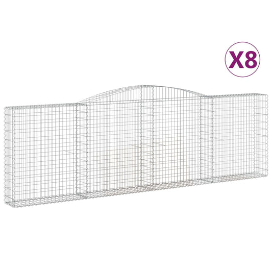 vidaXL Συρματοκιβώτια Τοξωτά 8 τεμ. 400x30x120/140 εκ. Γαλβαν. Ατσάλι