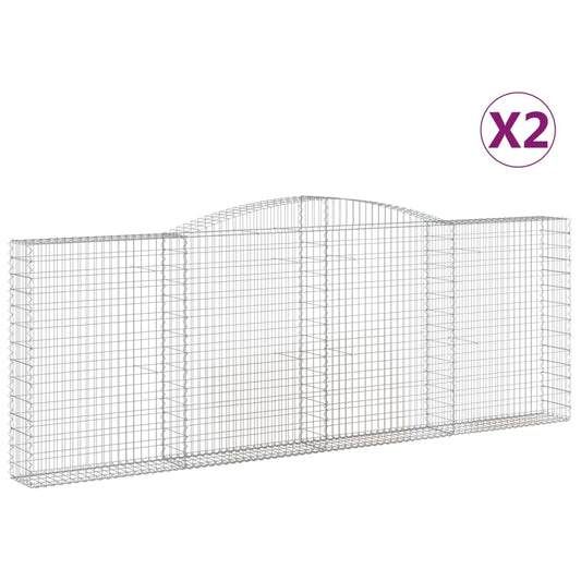 vidaXL Συρματοκιβώτια Τοξωτά 2 τεμ. 400x30x140/160 εκ. Γαλβαν. Ατσάλι