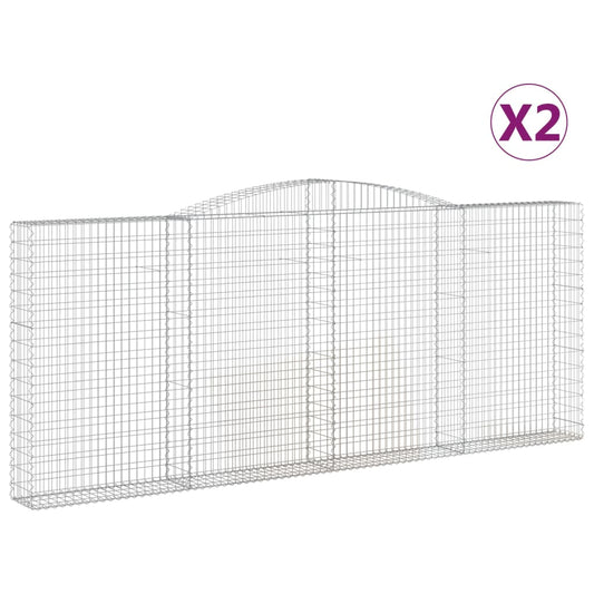vidaXL Συρματοκιβώτια Τοξωτά 2 τεμ. 400x30x160/180 εκ. Γαλβαν. Ατσάλι