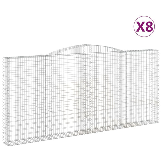 vidaXL Συρματοκιβώτια Τοξωτά 8 τεμ. 400x30x180/200 εκ. Γαλβαν. Ατσάλι