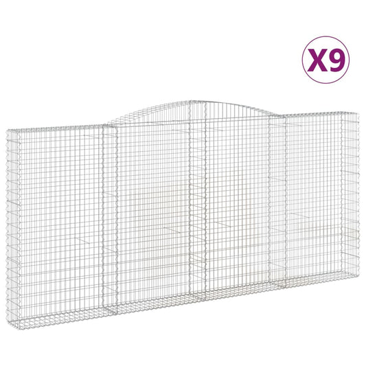 vidaXL Συρματοκιβώτια Τοξωτά 9 τεμ. 400x30x180/200 εκ. Γαλβαν. Ατσάλι