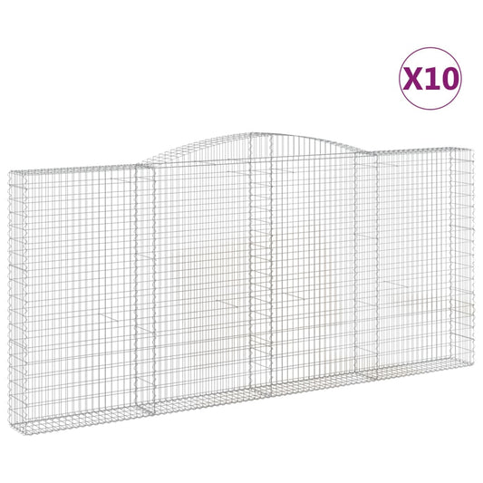 vidaXL Συρματοκιβώτια Τοξωτά 10 τεμ. 400x30x180/200 εκ. Γαλβαν. Ατσάλι