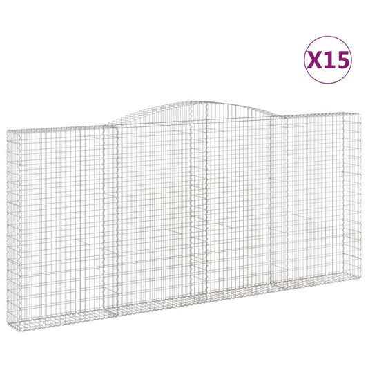 vidaXL Συρματοκιβώτια Τοξωτά 15 τεμ. 400x30x180/200 εκ. Γαλβαν. Ατσάλι
