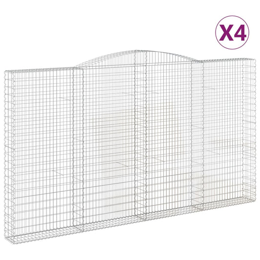 vidaXL Συρματοκιβώτια Τοξωτά 4 τεμ. 400x30x220/240 εκ. Γαλβαν. Ατσάλι
