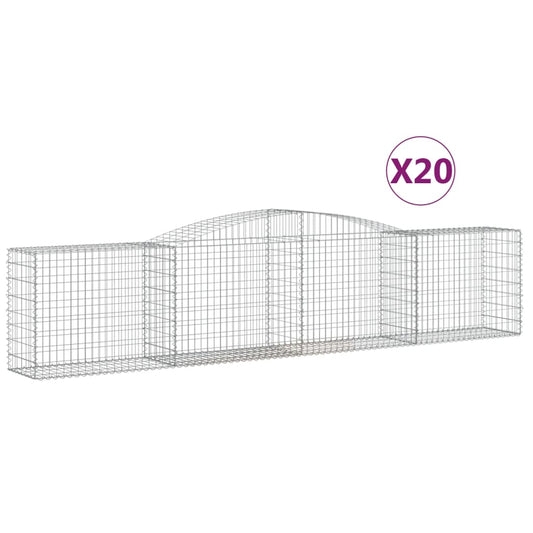 vidaXL Συρματοκιβώτια Τοξωτά 20 τεμ. 400x50x80/100 εκ. Γαλβαν. Ατσάλι