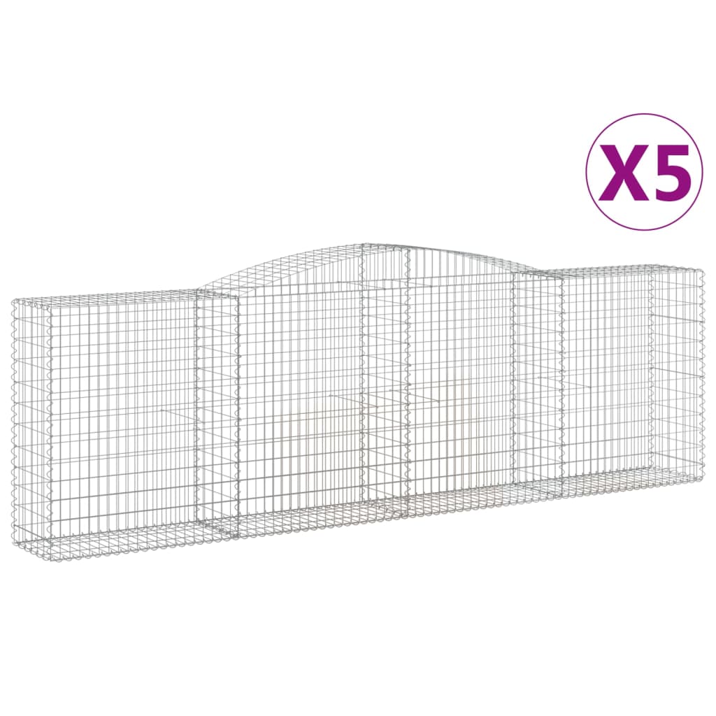 vidaXL Συρματοκιβώτια Τοξωτά 5 τεμ. 400x50x120/140 εκ. Γαλβαν. Ατσάλι