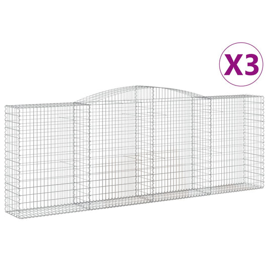 vidaXL Συρματοκιβώτια Τοξωτά 3 τεμ. 400x50x140/160 εκ. Γαλβαν. Ατσάλι