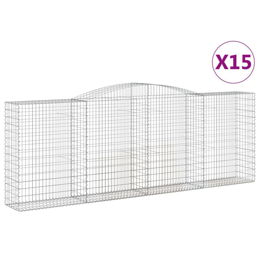 vidaXL Συρματοκιβώτια Τοξωτά 15 τεμ. 400x50x140/160 εκ. Γαλβαν. Ατσάλι
