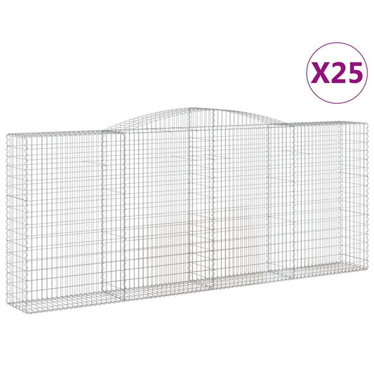 vidaXL Συρματοκιβώτια Τοξωτά 25 τεμ. 400x50x160/180 εκ. Γαλβαν. Ατσάλι