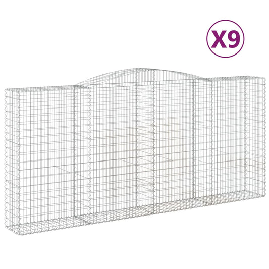 vidaXL Συρματοκιβώτια Τοξωτά 9 τεμ. 400x50x180/200 εκ. Γαλβαν. Ατσάλι