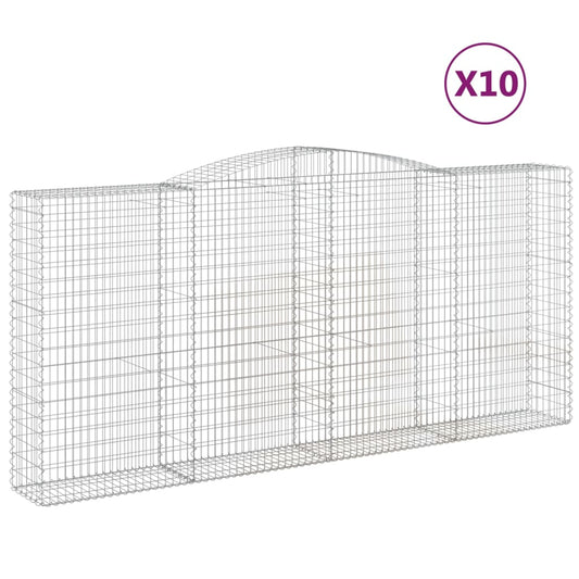 vidaXL Συρματοκιβώτια Τοξωτά 10 τεμ. 400x50x180/200 εκ. Γαλβαν. Ατσάλι