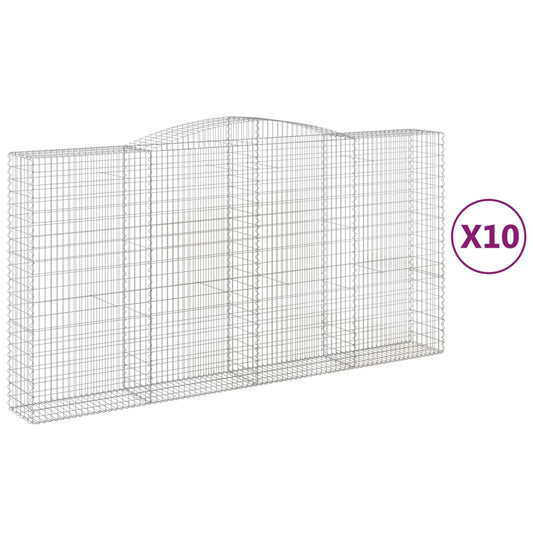 vidaXL Συρματοκιβώτια Τοξωτά 10 τεμ. 400x50x200/220 εκ. Γαλβαν. Ατσάλι