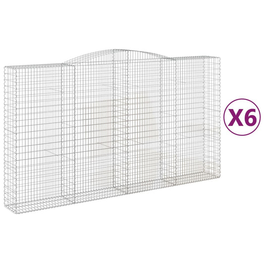 vidaXL Συρματοκιβώτια Τοξωτά 6 τεμ. 400x50x220/240 εκ. Γαλβαν. Ατσάλι