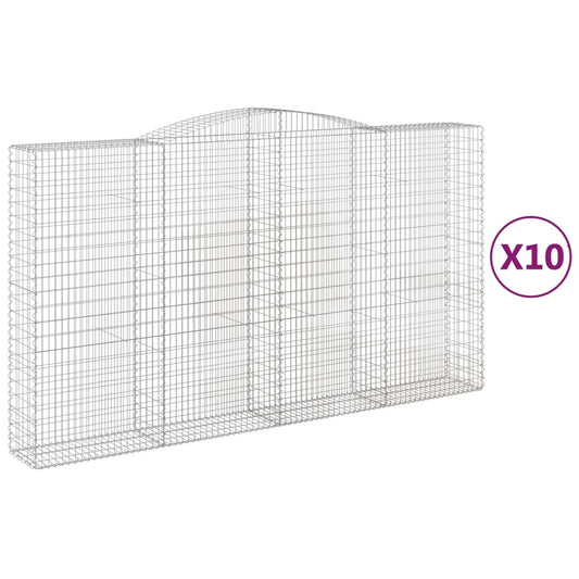 vidaXL Συρματοκιβώτια Τοξωτά 10 τεμ. 400x50x220/240 εκ. Γαλβαν. Σίδερο