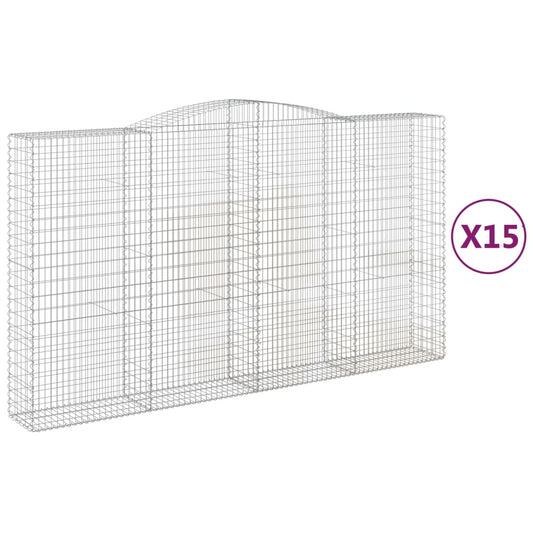 vidaXL Συρματοκιβώτια Τοξωτά 15 τεμ. 400x50x220/240 εκ. Γαλβαν. Ατσάλι