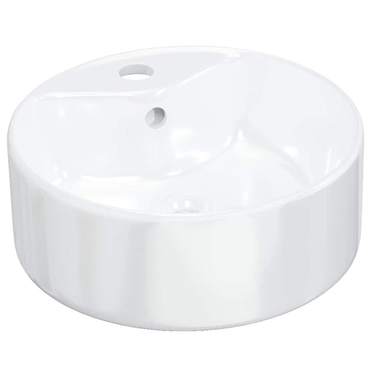 vidaXL Νιπτήρας Στρογγυλός Λευκός 40 x 14,5 εκ. Κεραμικός