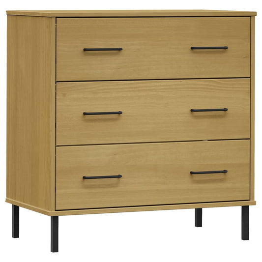 vidaXL Ντουλάπι OSLO με 3 Συρτάρια Καφέ 77 x 40 x 79,5 εκ. Μασίφ Ξύλο