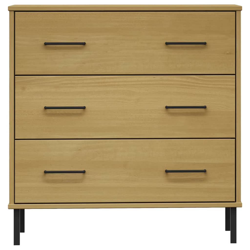 vidaXL Ντουλάπι OSLO με 3 Συρτάρια Καφέ 77 x 40 x 79,5 εκ. Μασίφ Ξύλο