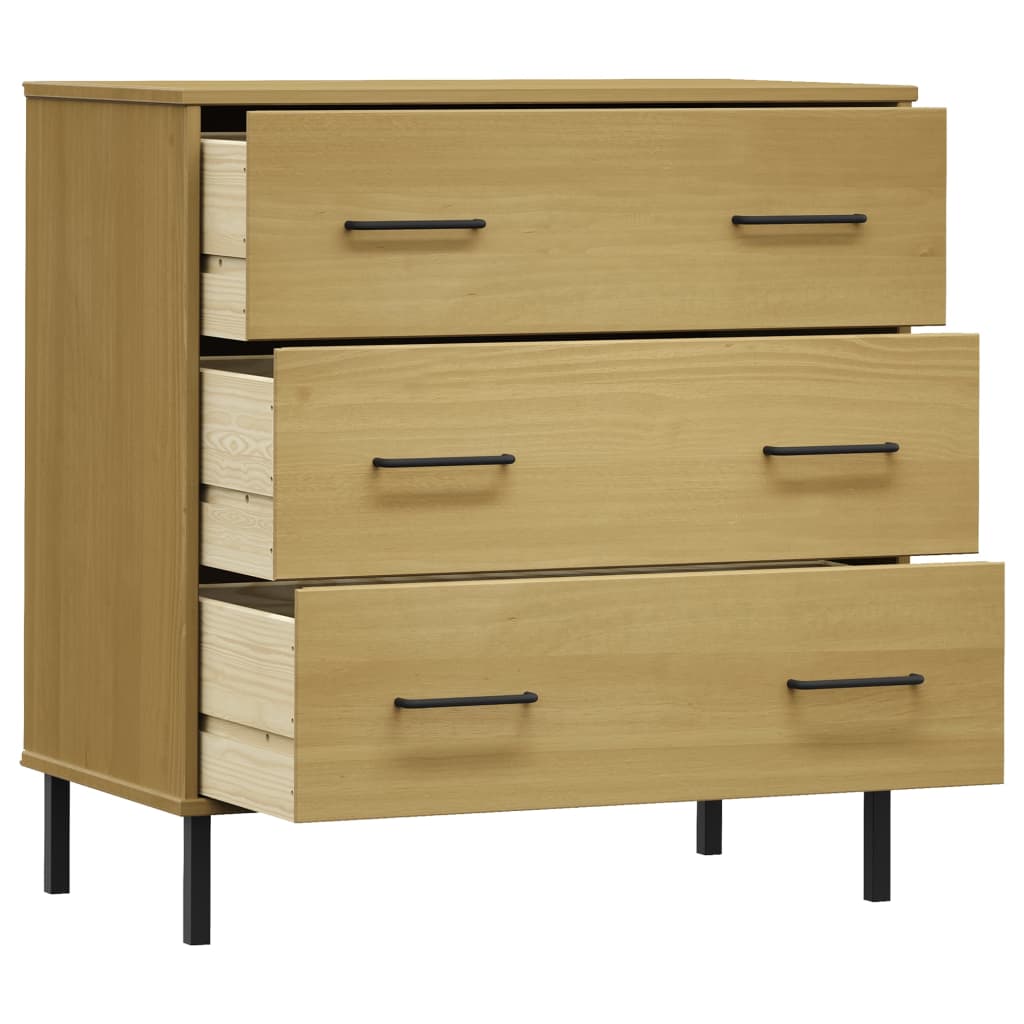 vidaXL Ντουλάπι OSLO με 3 Συρτάρια Καφέ 77 x 40 x 79,5 εκ. Μασίφ Ξύλο