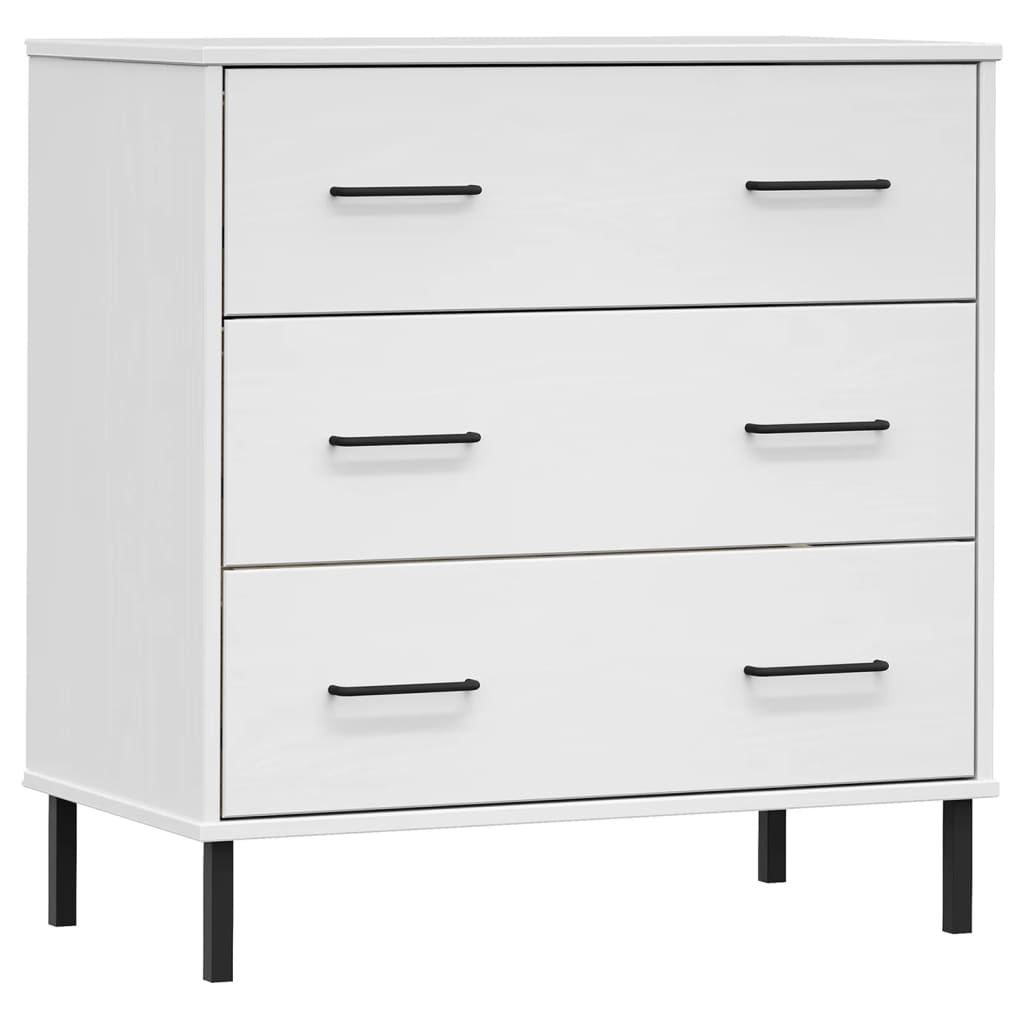 vidaXL Ντουλάπι OSLO με 3 Συρτάρια Λευκό 77x40x79,5 εκ. Μασίφ Ξύλο