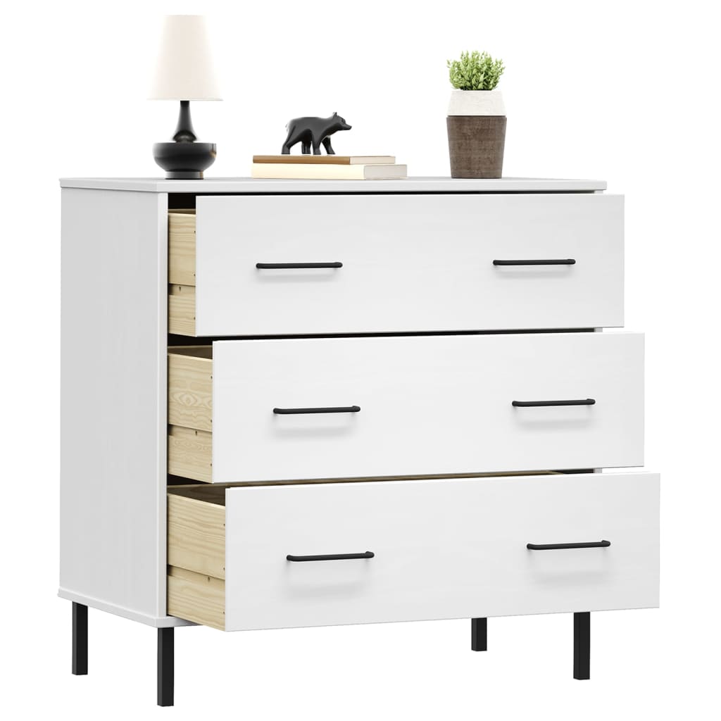 vidaXL Ντουλάπι OSLO με 3 Συρτάρια Λευκό 77x40x79,5 εκ. Μασίφ Ξύλο