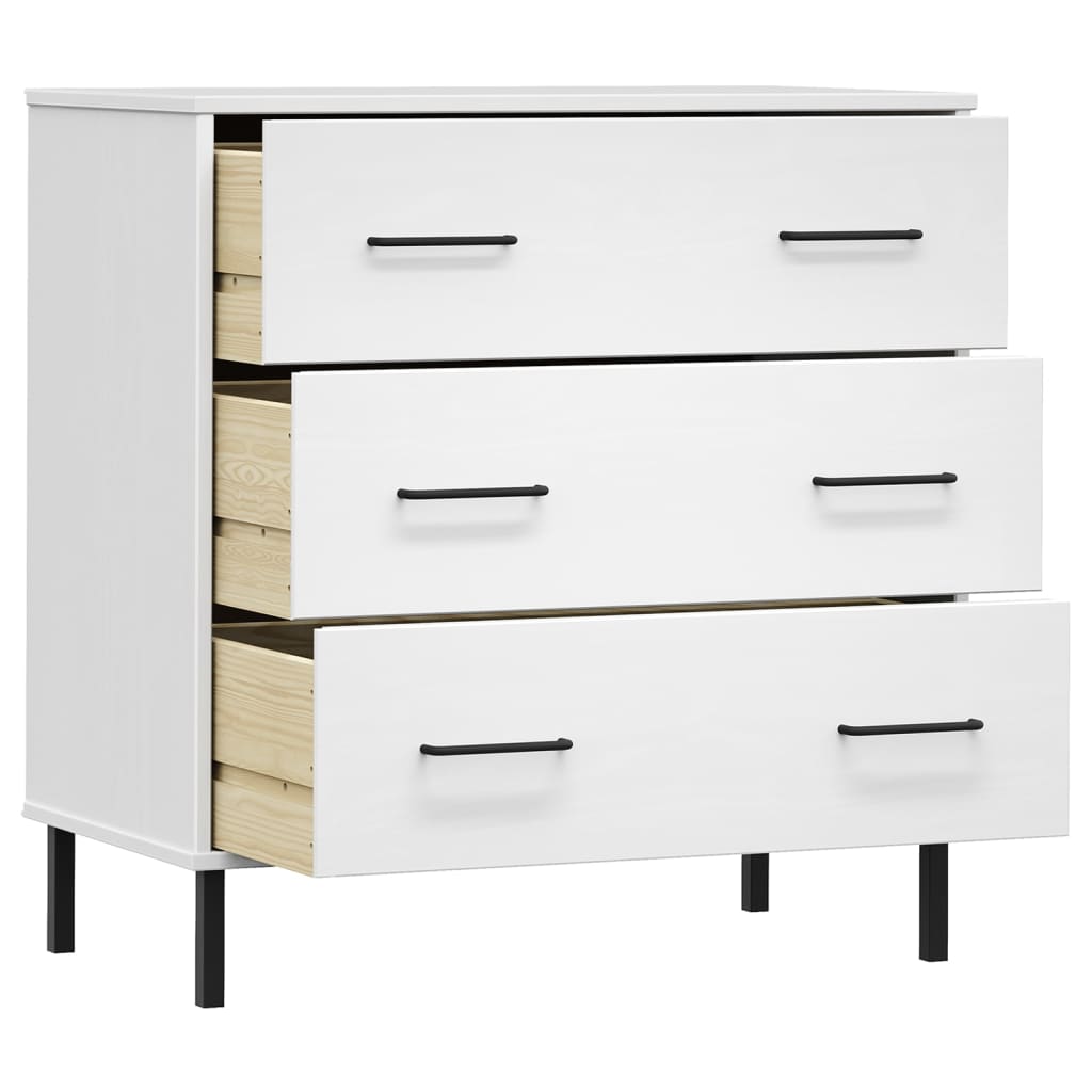 vidaXL Ντουλάπι OSLO με 3 Συρτάρια Λευκό 77x40x79,5 εκ. Μασίφ Ξύλο