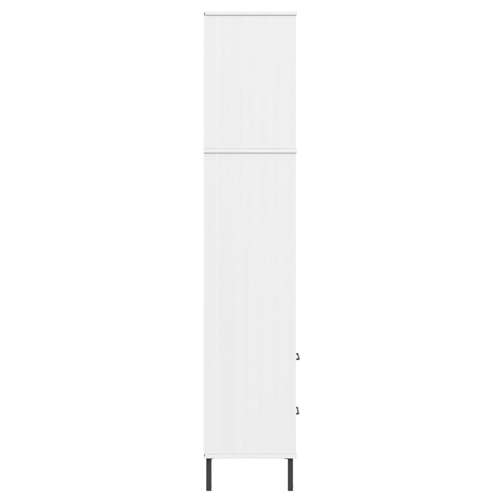 vidaXL Βιβλιοθήκη OSLO με 2 Συρτάρια Λευκή 60x35x180 εκ. Μασίφ Ξύλο