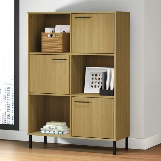 vidaXL Βιβλιοθήκη OSLO Καφέ 90x35x128,5 εκ. Μασίφ Ξύλο με Μετ. Πόδια