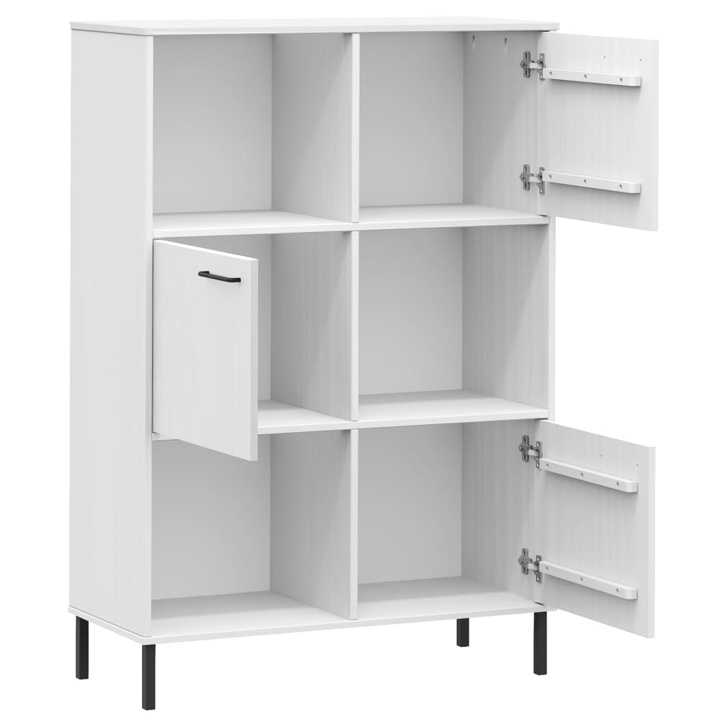 vidaXL Βιβλιοθήκη OSLO Λευκή 90x35x128,5 εκ. Μασίφ Ξύλο με Μετ. Πόδια