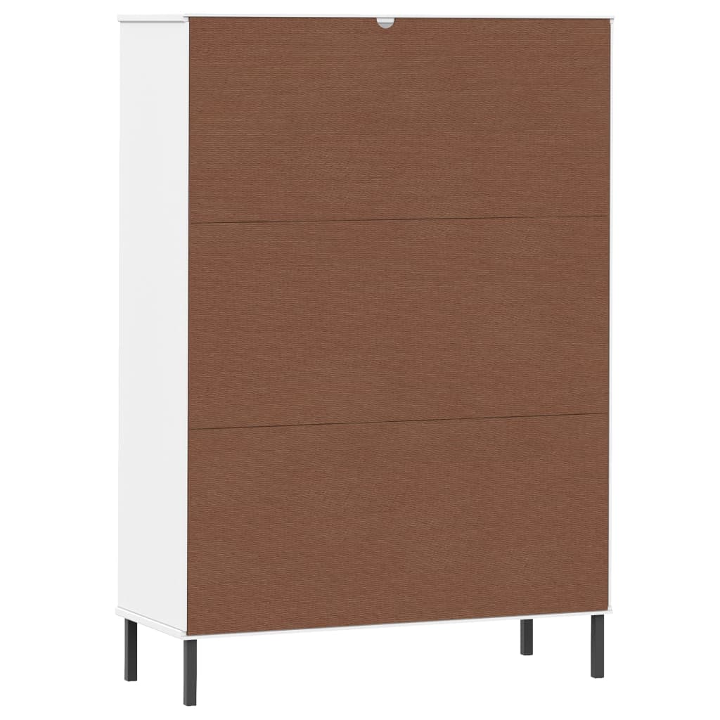 vidaXL Βιβλιοθήκη OSLO Λευκή 90x35x128,5 εκ. Μασίφ Ξύλο με Μετ. Πόδια
