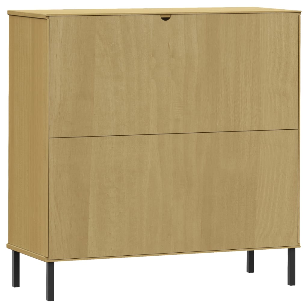 vidaXL Βιβλιοθήκη OSLO Καφέ 90x35x90,5 εκ. Μασίφ Ξύλο με Μεταλ. Πόδια