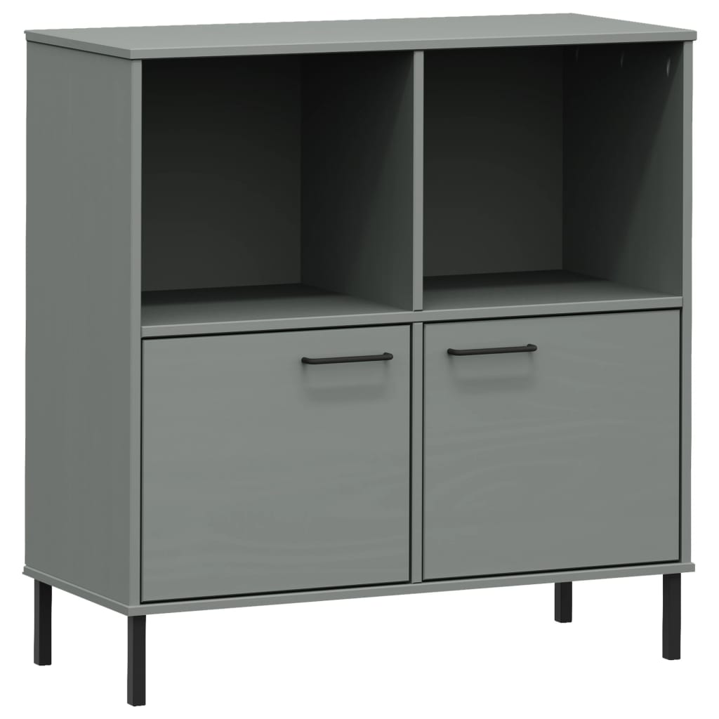 vidaXL Βιβλιοθήκη OSLO Γκρι 90x35x90,5 εκ. Μασίφ Ξύλο με Μετ. Πόδια