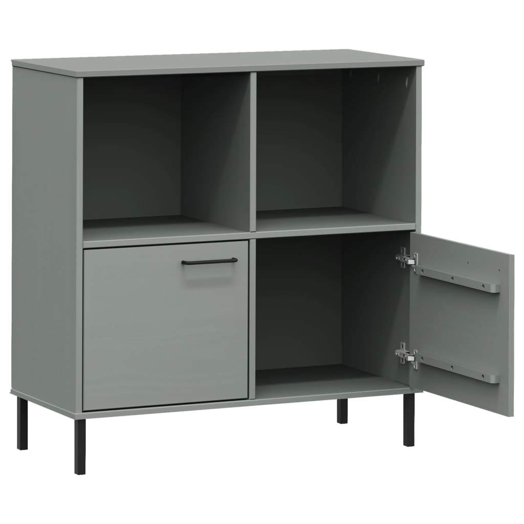 vidaXL Βιβλιοθήκη OSLO Γκρι 90x35x90,5 εκ. Μασίφ Ξύλο με Μετ. Πόδια