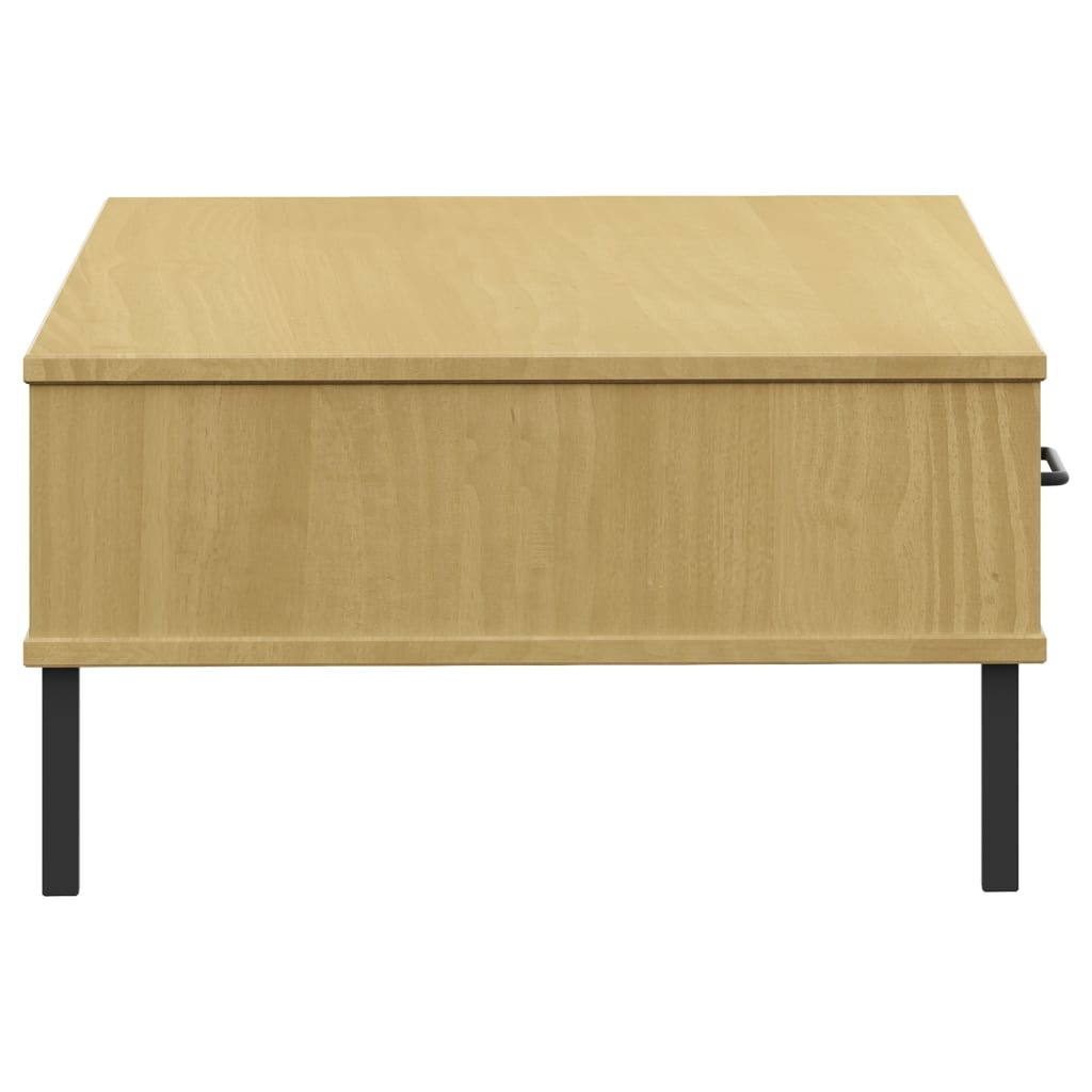 vidaXL Τραπεζάκι OSLO Καφέ από Μασίφ Ξύλο Πεύκου με Μεταλλικά Πόδια