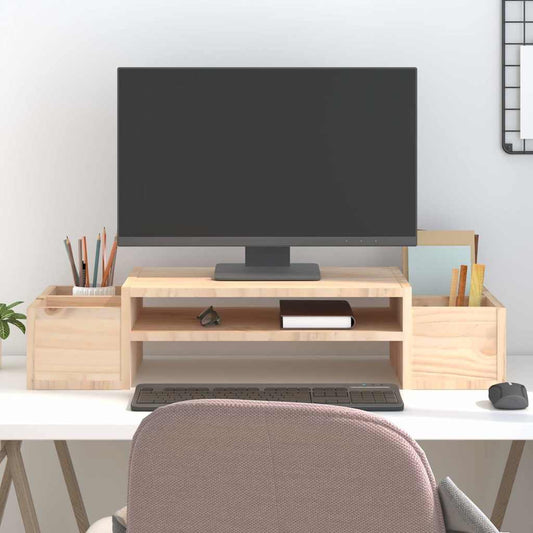vidaXL Βάση Οθόνης 70 x 27,5 x 15 εκ. από Μασίφ Ξύλο Πεύκου