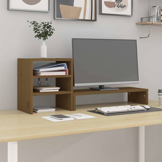 vidaXL Βάση Οθόνης Καφέ 81x20x30 εκ. από Μασίφ Ξύλο Πεύκου