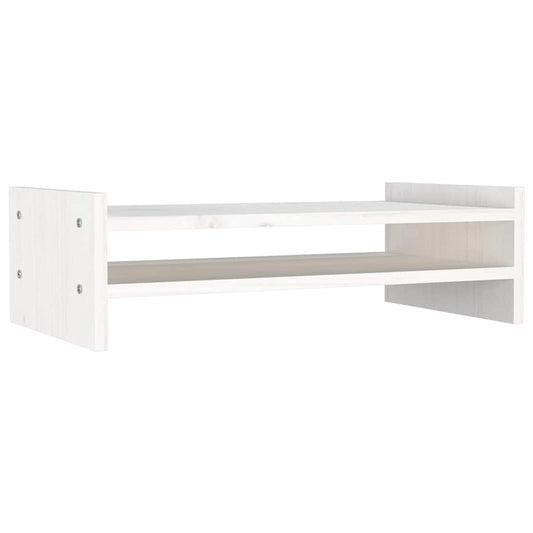 vidaXL Βάση Οθόνης Λευκή 50 x 27 x 15 εκ. από Μασίφ Ξύλο Πεύκου