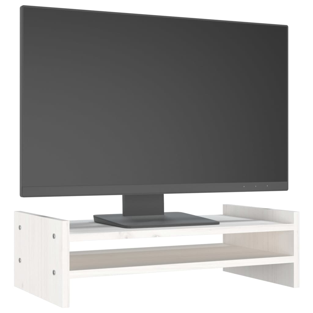 vidaXL Βάση Οθόνης Λευκή 50 x 27 x 15 εκ. από Μασίφ Ξύλο Πεύκου
